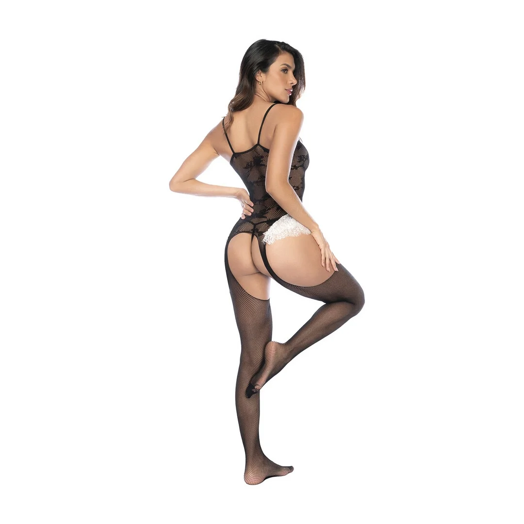 Mapale Maid Fishnet Bodystocking czarno-biały, uniwersalny rozmiar — zdjęcie 4