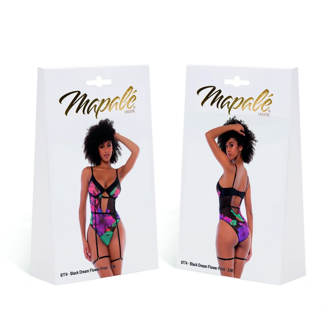 Mapale Teddy L/XL Czarny Kwiatowy Print Regulowane Ramiączka — zdjęcie 2