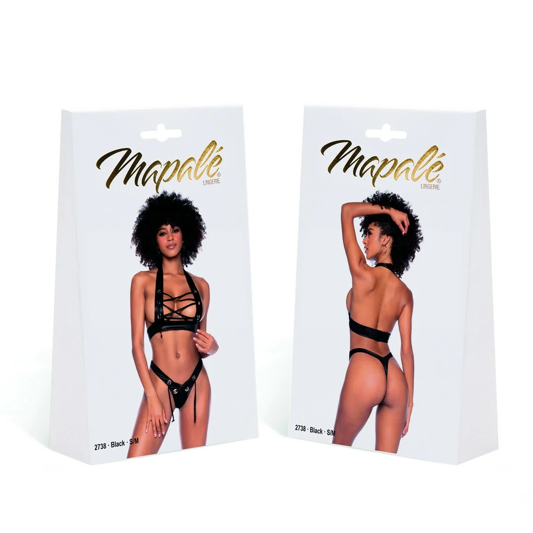 Mapale Two Piece Set S/M Czarny komplet z połyskującą tkaniną — zdjęcie 2