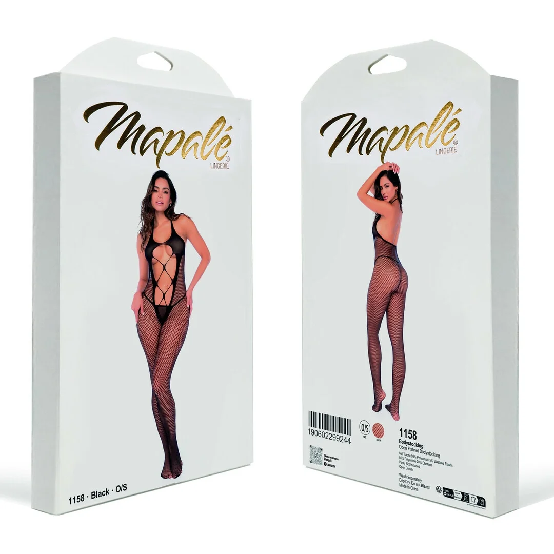 Mapele Open Fishnet Bodystocking czarny, uniwersalny rozmiar — zdjęcie 3