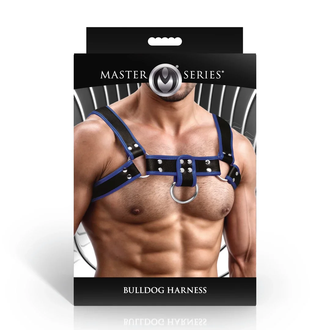 Master Series Bulldog - Niebieska uprząż z ekoskory, rozmiar uniwersalny — zdjęcie 3