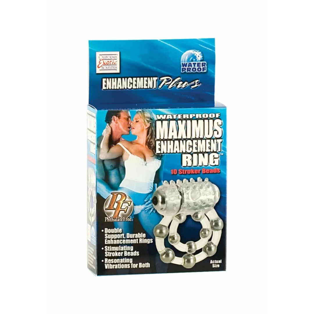 Maximus Ring 10 Stroke Beads - wibrujący pierścień intymny TPR, wodoodporny — zdjęcie 2