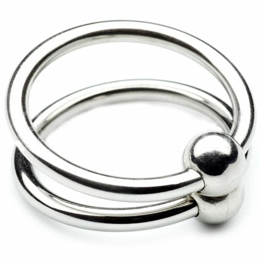 Metal Hard - Stalowy podwojny pierścień intymny 30 mm, chromowany — zdjęcie 3
