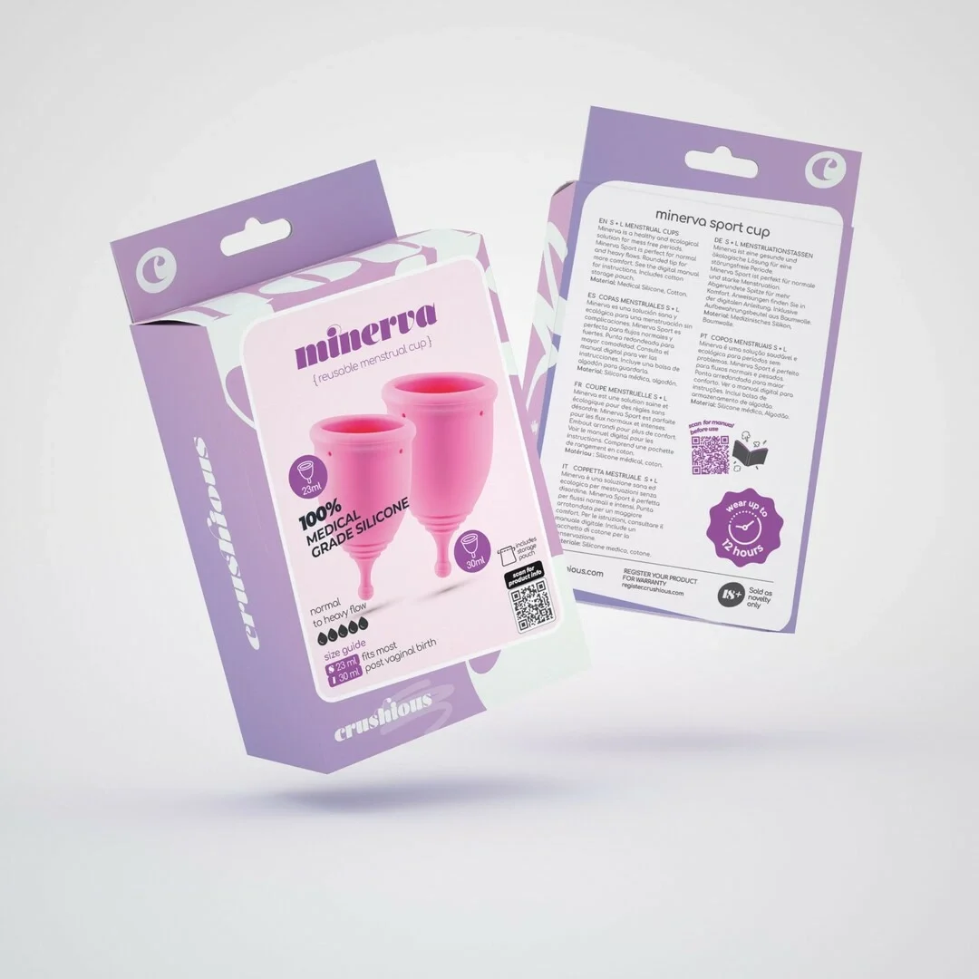 Minerva Zestaw Kubeczkow Menstruacyjnych S i L Rożowe + Woreczek — zdjęcie 2
