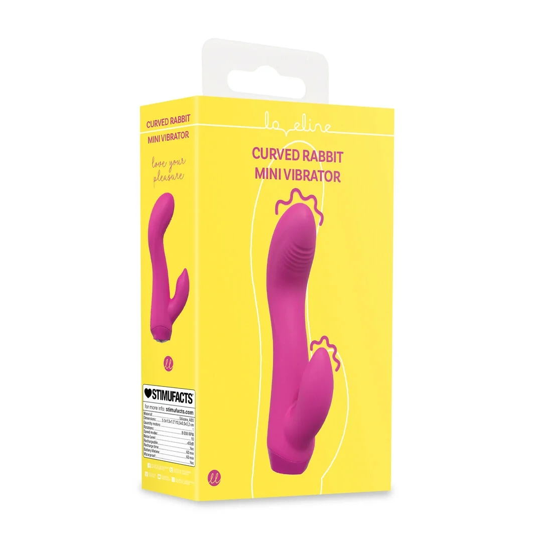Mini Curved Rabbit Vibrator Pink - masażer dwusilnikowy silikonowy — zdjęcie 2