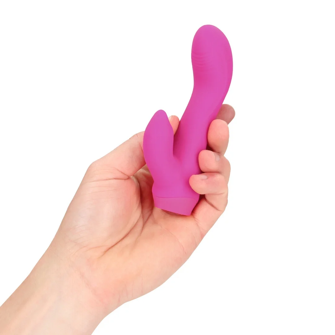 Mini Curved Rabbit Vibrator Pink - masażer dwusilnikowy silikonowy — zdjęcie 7