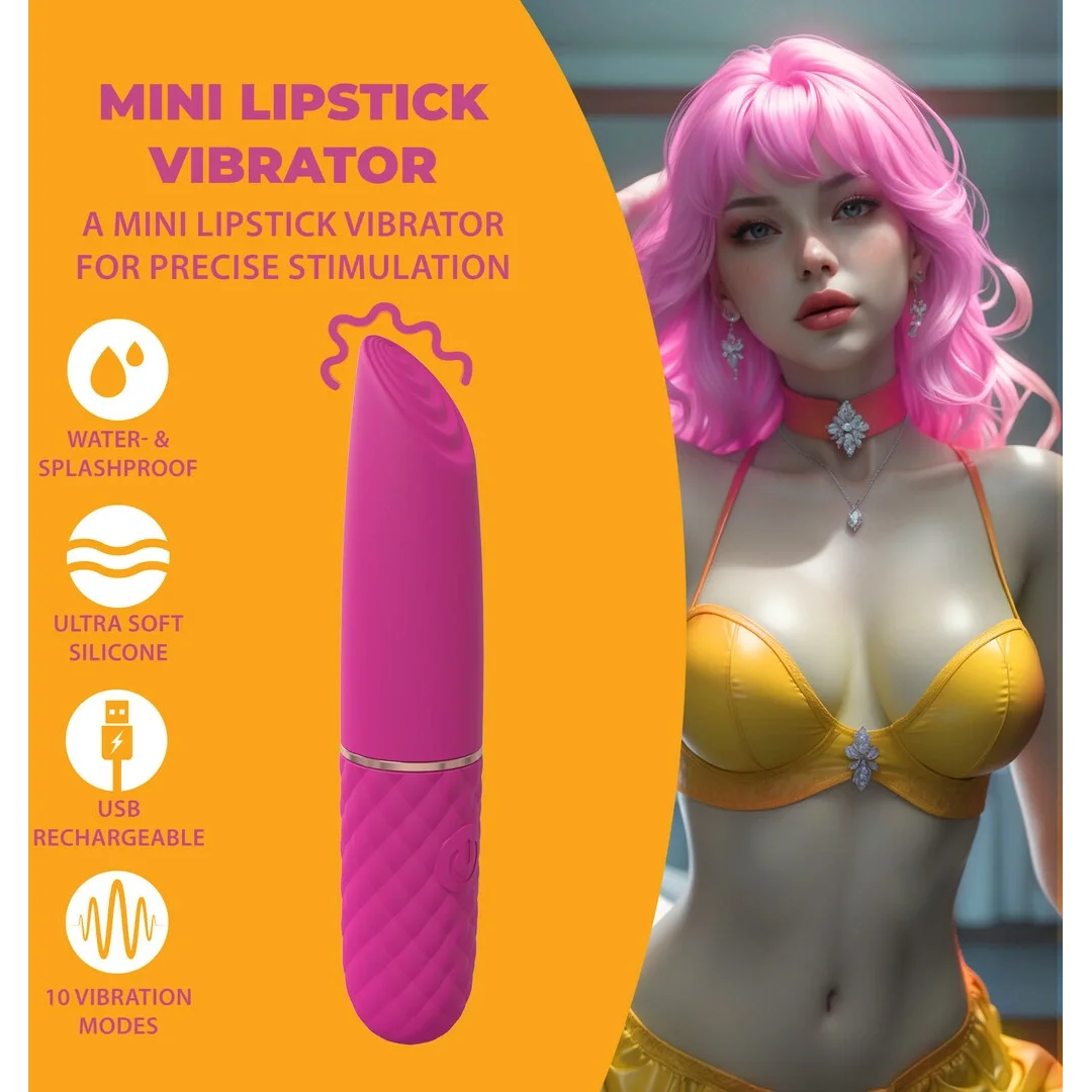 Mini Lipstick Vibrator Pink - kompaktowy masażer silikonowy 10 trybow — zdjęcie 7