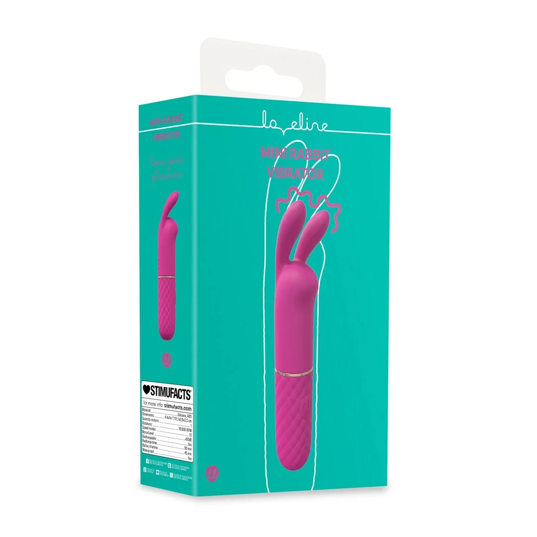 Mini Rabbit Vibrator Pink - kompaktowy masażer dwustrefowy, silikonowy — zdjęcie 2