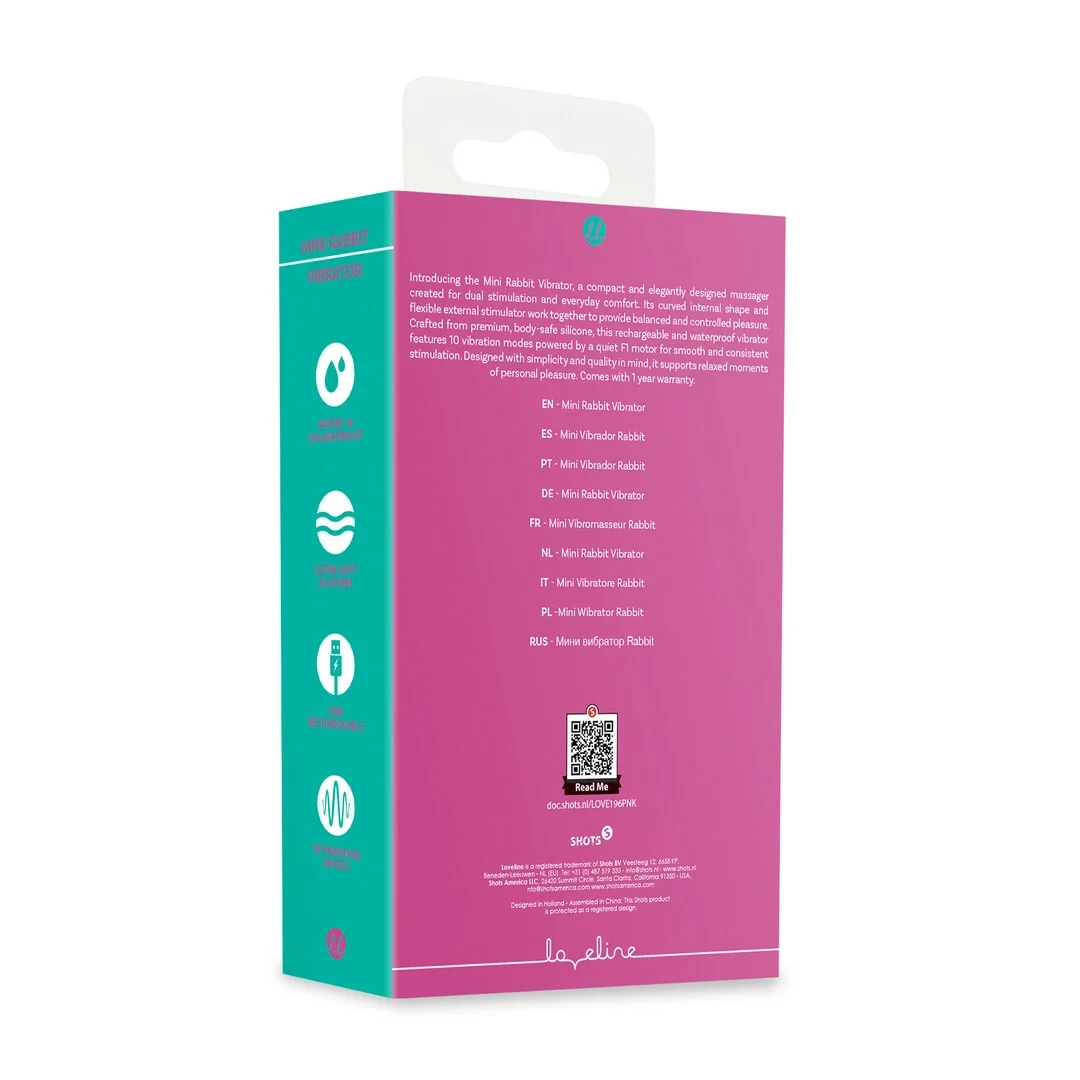 Mini Rabbit Vibrator Pink - kompaktowy masażer dwustrefowy, silikonowy — zdjęcie 3
