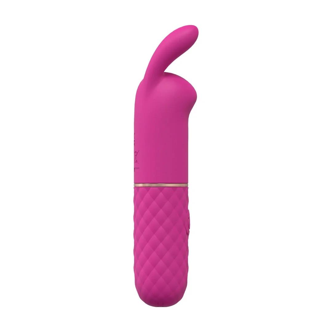 Mini Rabbit Vibrator Pink - kompaktowy masażer dwustrefowy, silikonowy — zdjęcie 4