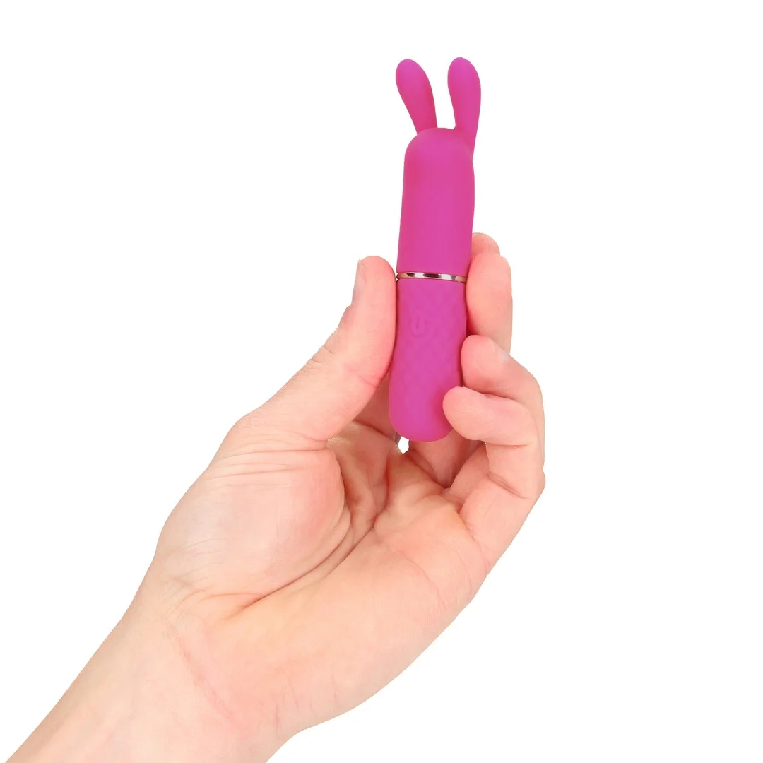 Mini Rabbit Vibrator Pink - kompaktowy masażer dwustrefowy, silikonowy — zdjęcie 6