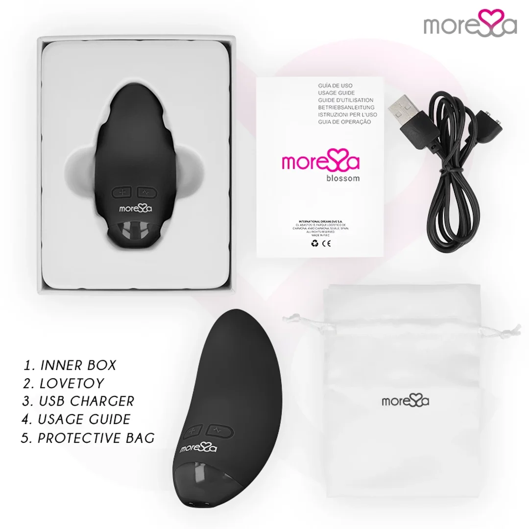 Moressa Blossom Black - kompaktowy masażer silikonowy, 6 trybow — zdjęcie 9