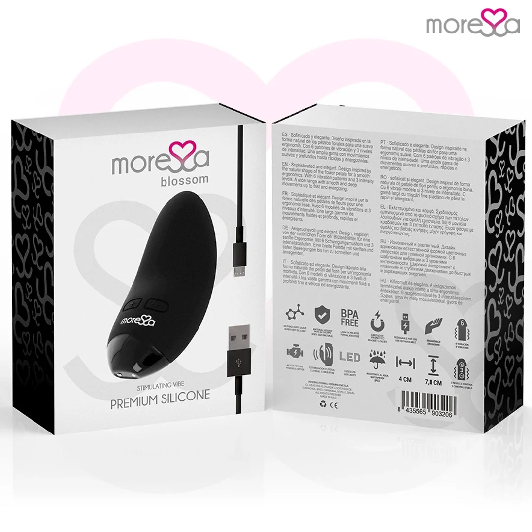 Moressa Blossom Black - kompaktowy masażer silikonowy, 6 trybow — zdjęcie 10