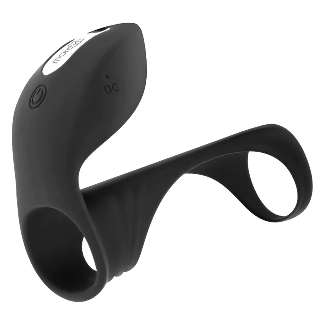 Moressa Brandon - Wibrujący pierścień intymny z ergonomiczną osłoną, czarny — zdjęcie 2