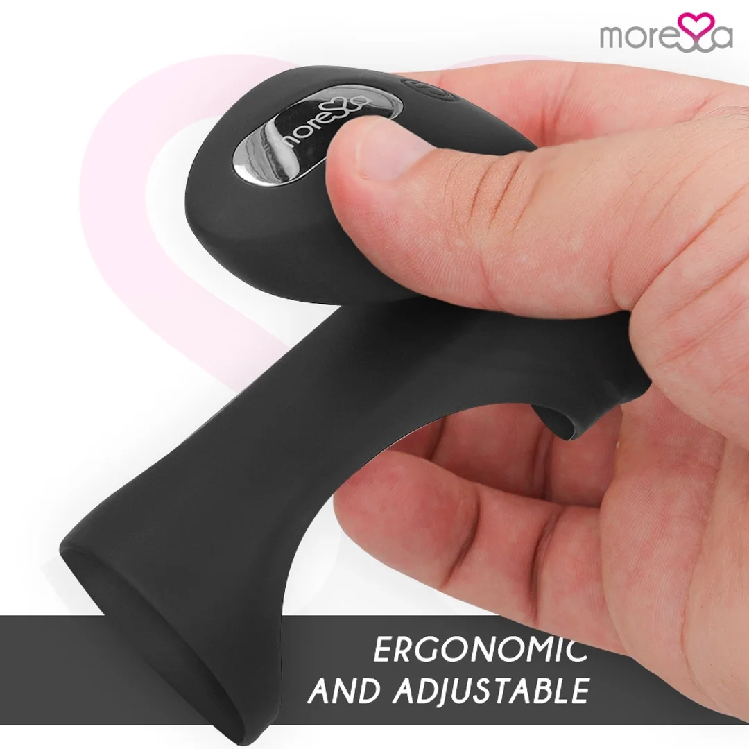Moressa Brandon - Wibrujący pierścień intymny z ergonomiczną osłoną, czarny — zdjęcie 8