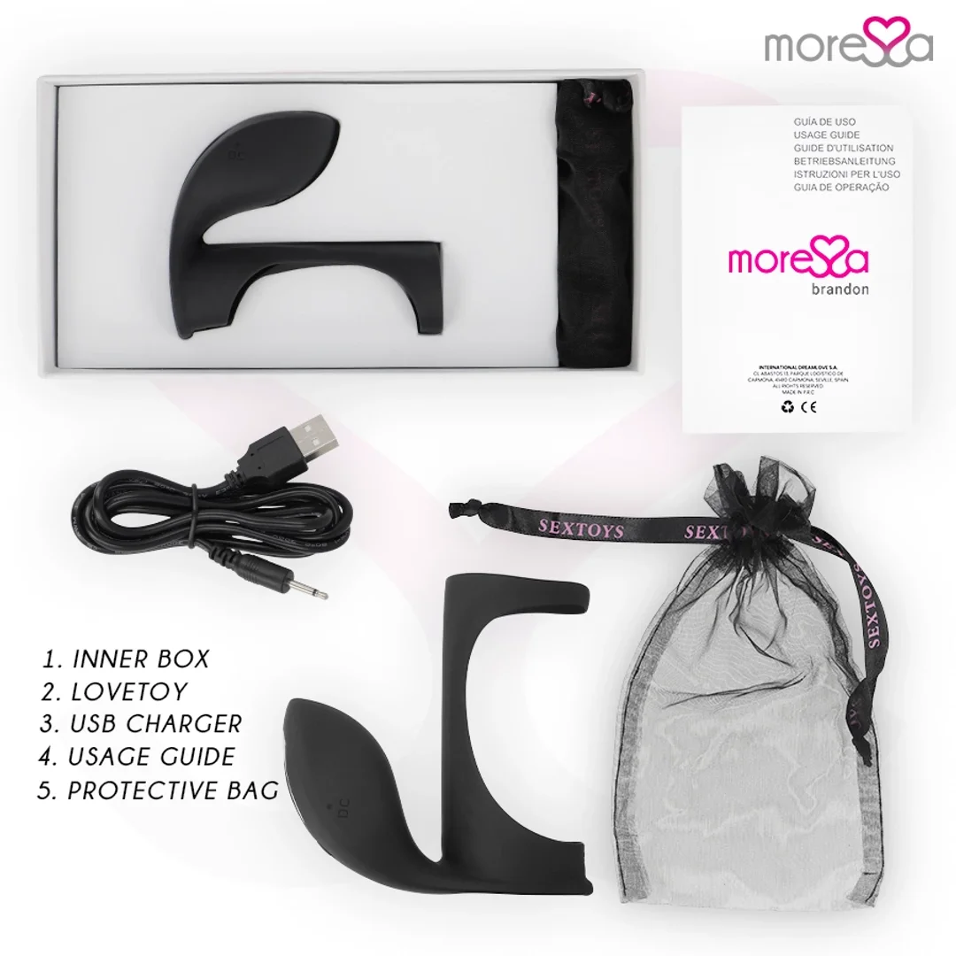 Moressa Brandon - Wibrujący pierścień intymny z ergonomiczną osłoną, czarny — zdjęcie 9