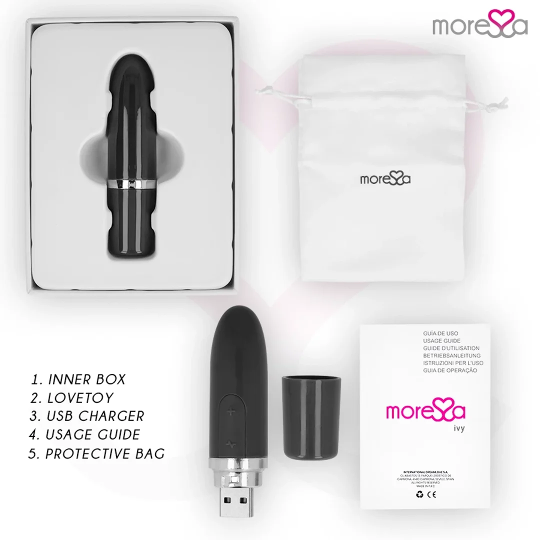Moressa Ivy kompaktowy stymulator podrożny czarny, silikon medyczny — zdjęcie 9