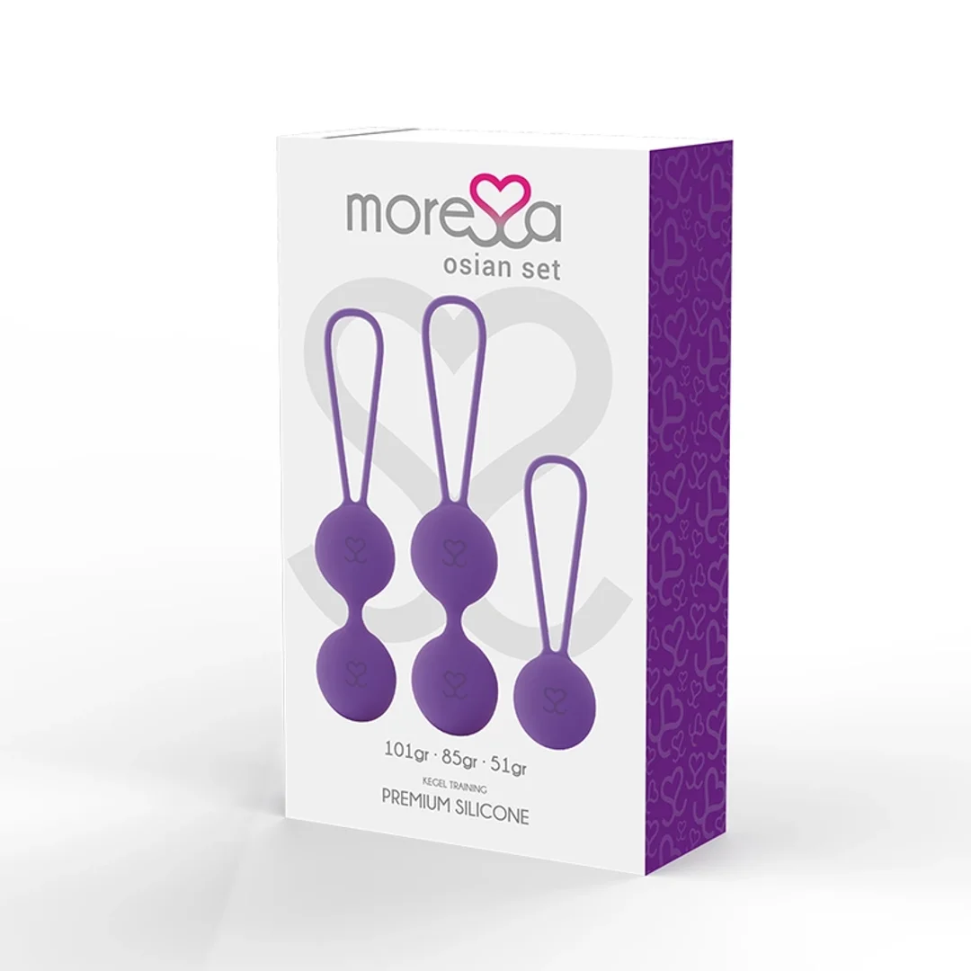 Moressa Osian Premium Lilak - Zestaw trzech kul do ćwiczeń mięśni miednicy, silikon — zdjęcie 3