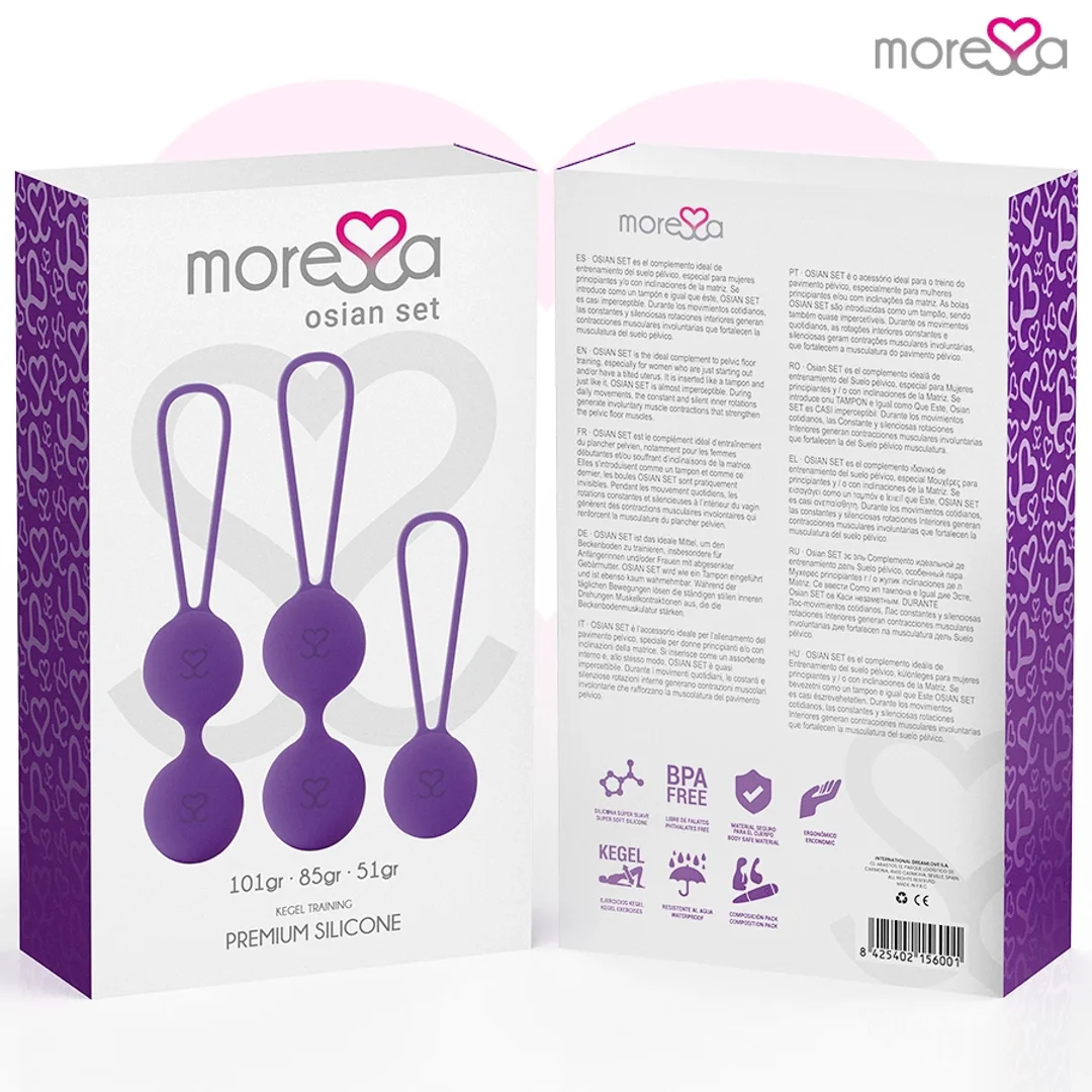 Moressa Osian Premium Lilak - Zestaw trzech kul do ćwiczeń mięśni miednicy, silikon — zdjęcie 10