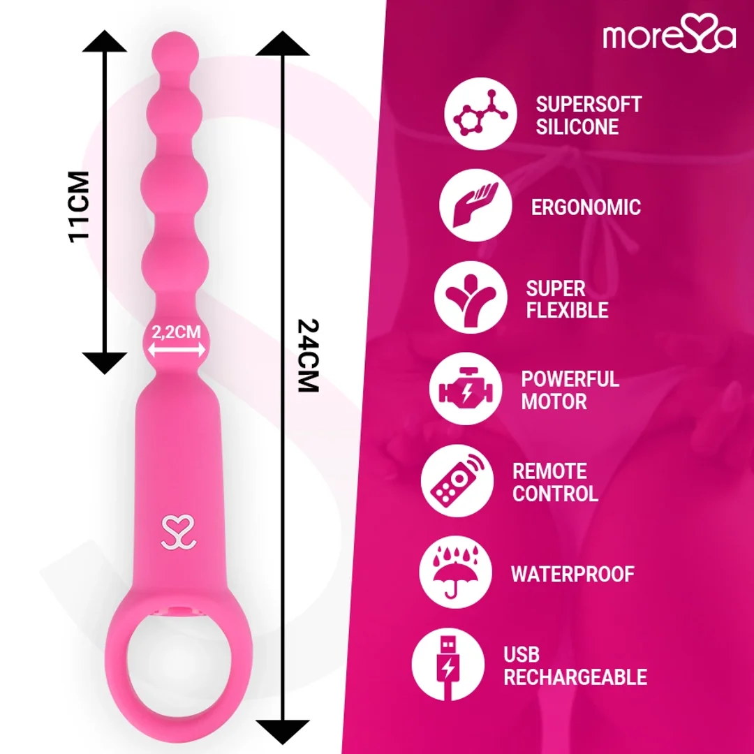 Moressa Ronie Beads Rożowy - Model z Pilotem, 7 Trybow, Silikon Medyczny — zdjęcie 7