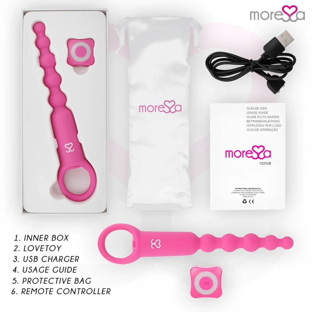 Moressa Ronie Beads Rożowy - Model z Pilotem, 7 Trybow, Silikon Medyczny — zdjęcie 9