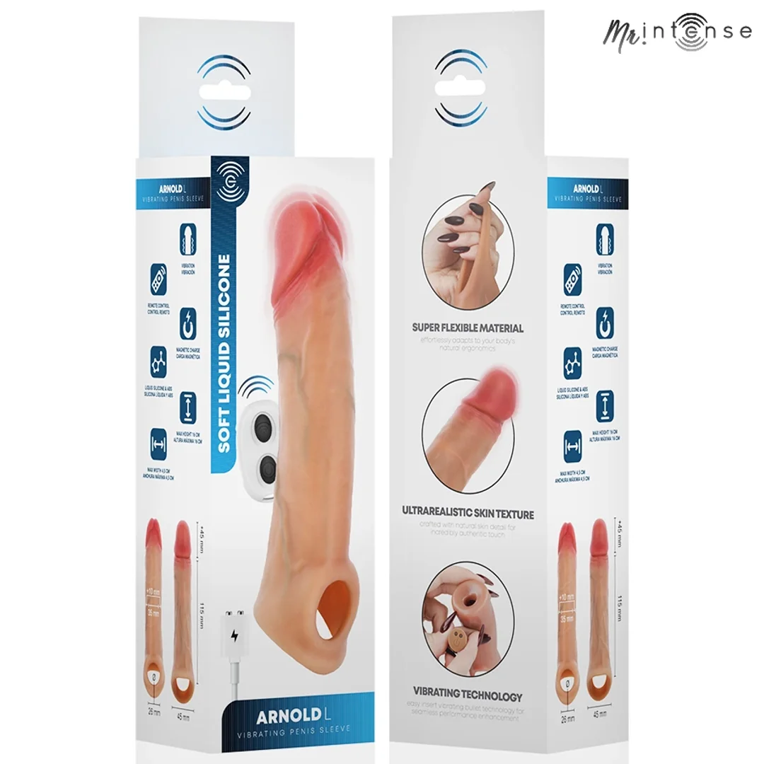 MR INTENSE Arnold L - wibrująca nakładka intymna z pilotem 16 cm silikon — zdjęcie 7