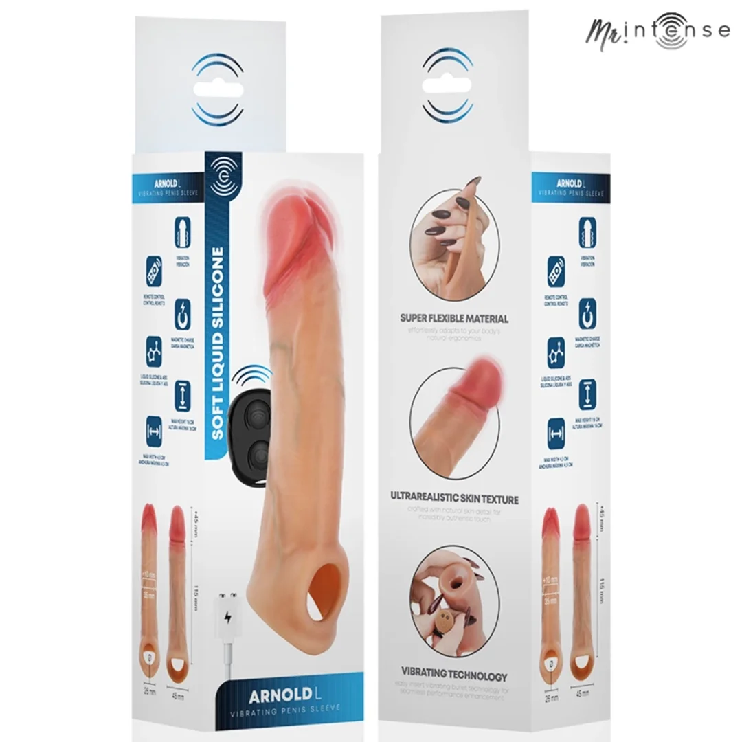 MR INTENSE Arnold L - wibrująca nakładka intymna z pilotem 16 cm silikon — zdjęcie 10