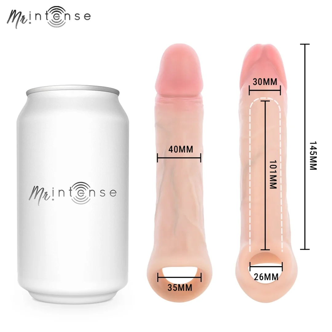 MR INTENSE Arnold M - wibrująca nakładka silikonowa 14,5 cm, pilot — zdjęcie 6