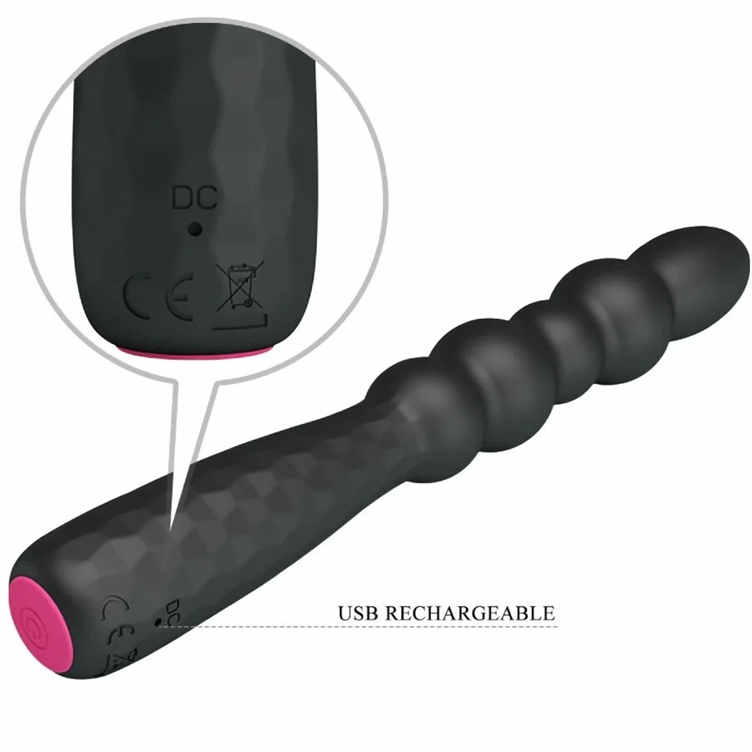 MR PLAY wibrujący korek analny elastyczny 12 trybow czarny USB — zdjęcie 6