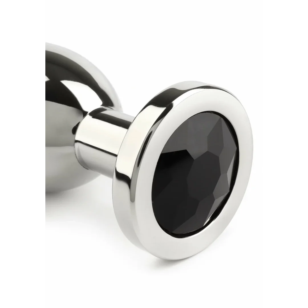 Mr. Steel Jeweled Plug Large stalowy z kryształem dekoracyjnym — zdjęcie 4