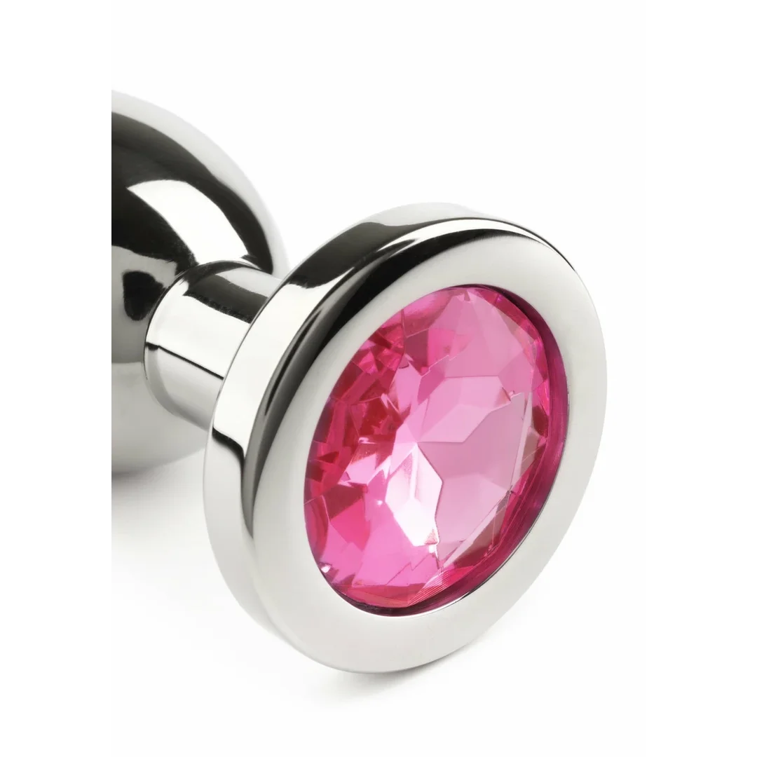 Mr. Steel Jeweled Plug Large stalowy z kryształem dekoracyjnym — zdjęcie 5