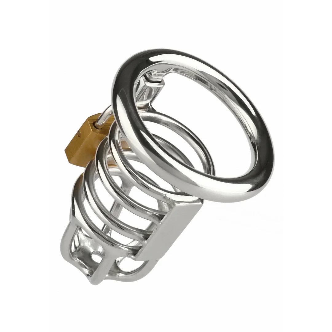 Mr. Steel Master Chastity Cock Cage stalowy system blokujący Srebrny — zdjęcie 4