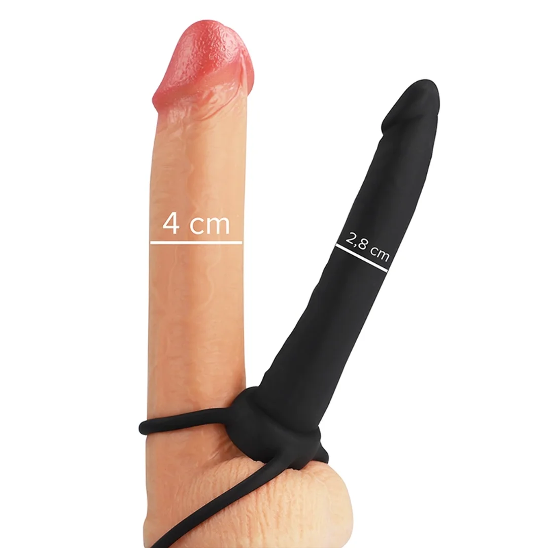 MYTHOLOGY COBI-ONYX silikonowy pas intymny z pierścieniami, czarny 13 cm — zdjęcie 2