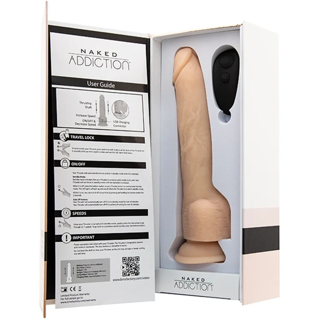Naked Addiction Thrusting Dong 23 cm Vanilla - pulsujący model z pilotem — zdjęcie 5