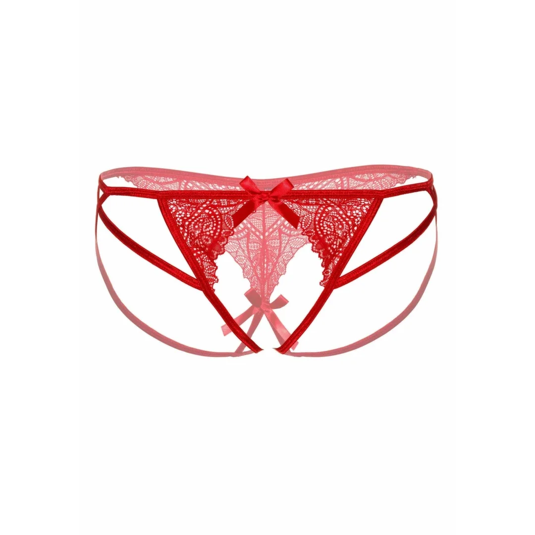 Naomi Strappy Tanga z Odsłoniętym Krokiem, czarne, S/M & L/XL — zdjęcie 4