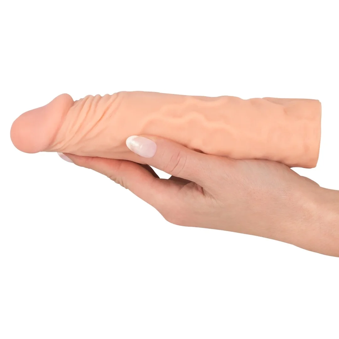 Nature Skin Sleeve Extension TPR powiększająca +3cm, beżowy, 19,5cm — zdjęcie 5