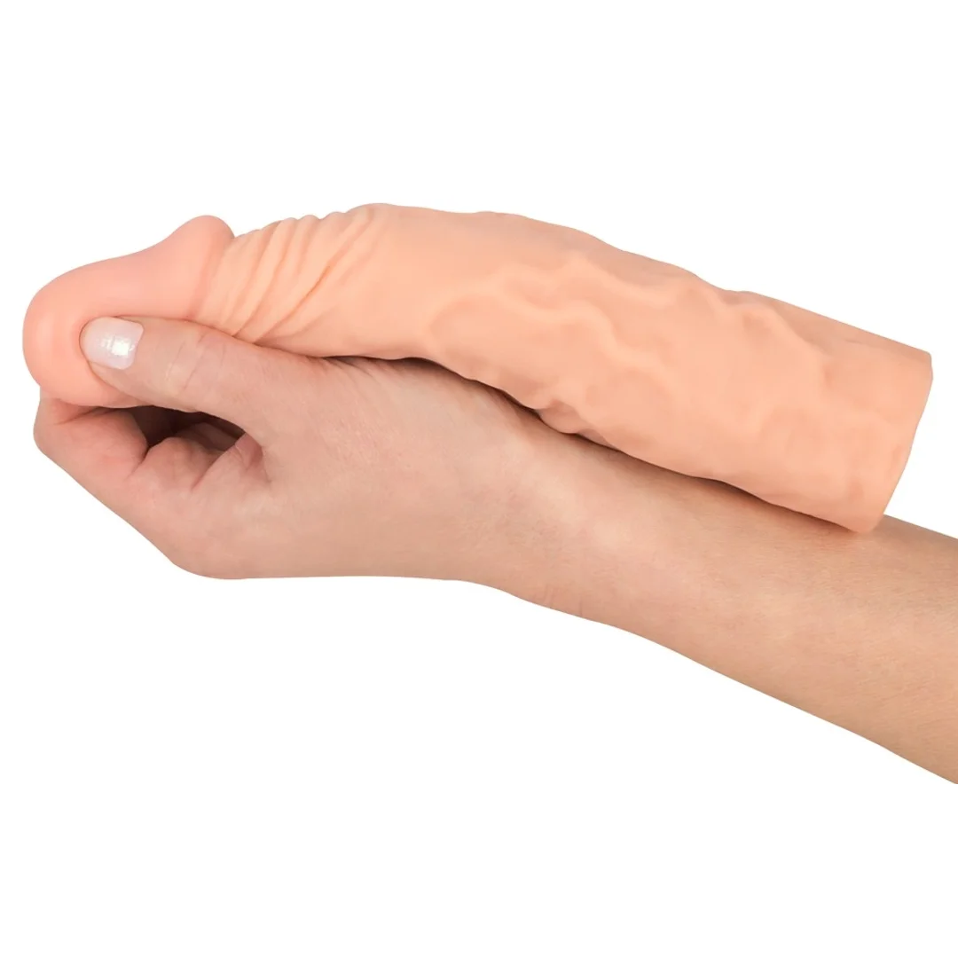 Nature Skin Sleeve Extension TPR powiększająca +3cm, beżowy, 19,5cm — zdjęcie 6