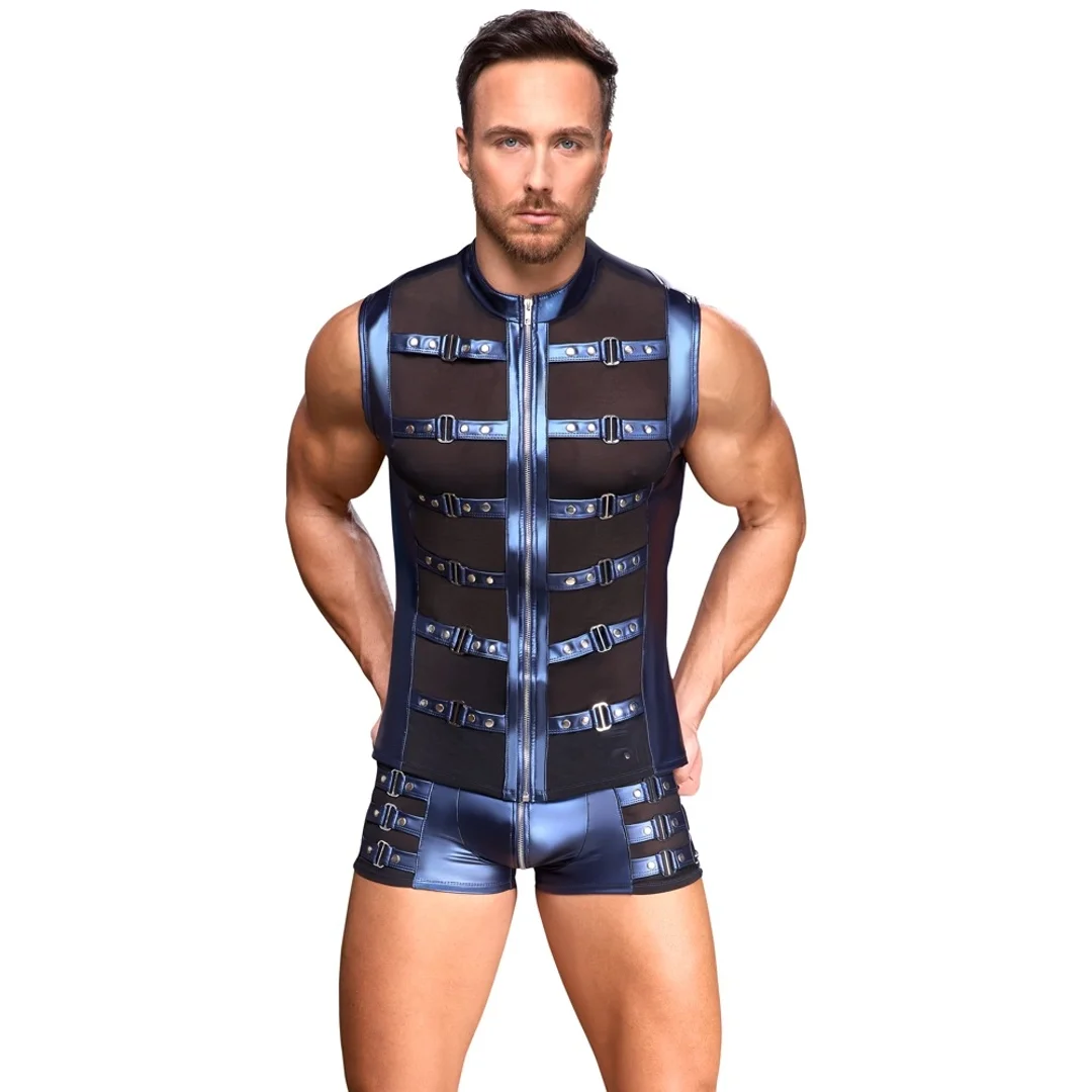 NEK Bokserki Męskie Matowe Niebieskie Ćwieki 2XL Metaliczny Look — zdjęcie 4