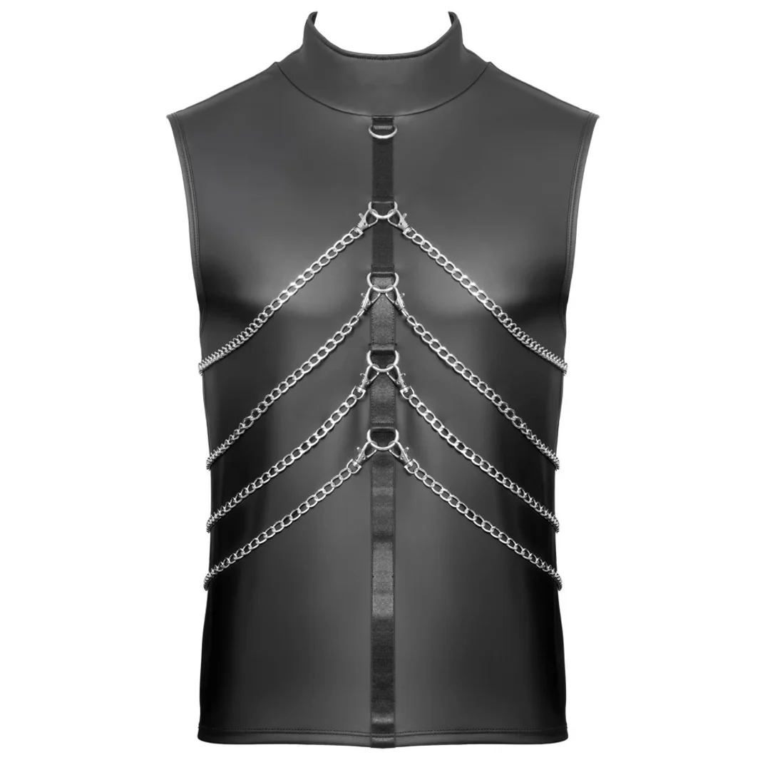NEK Koszula Bez Rękawow XL Czarna Matowa z Ozdobnymi Łańcuchami — zdjęcie 8