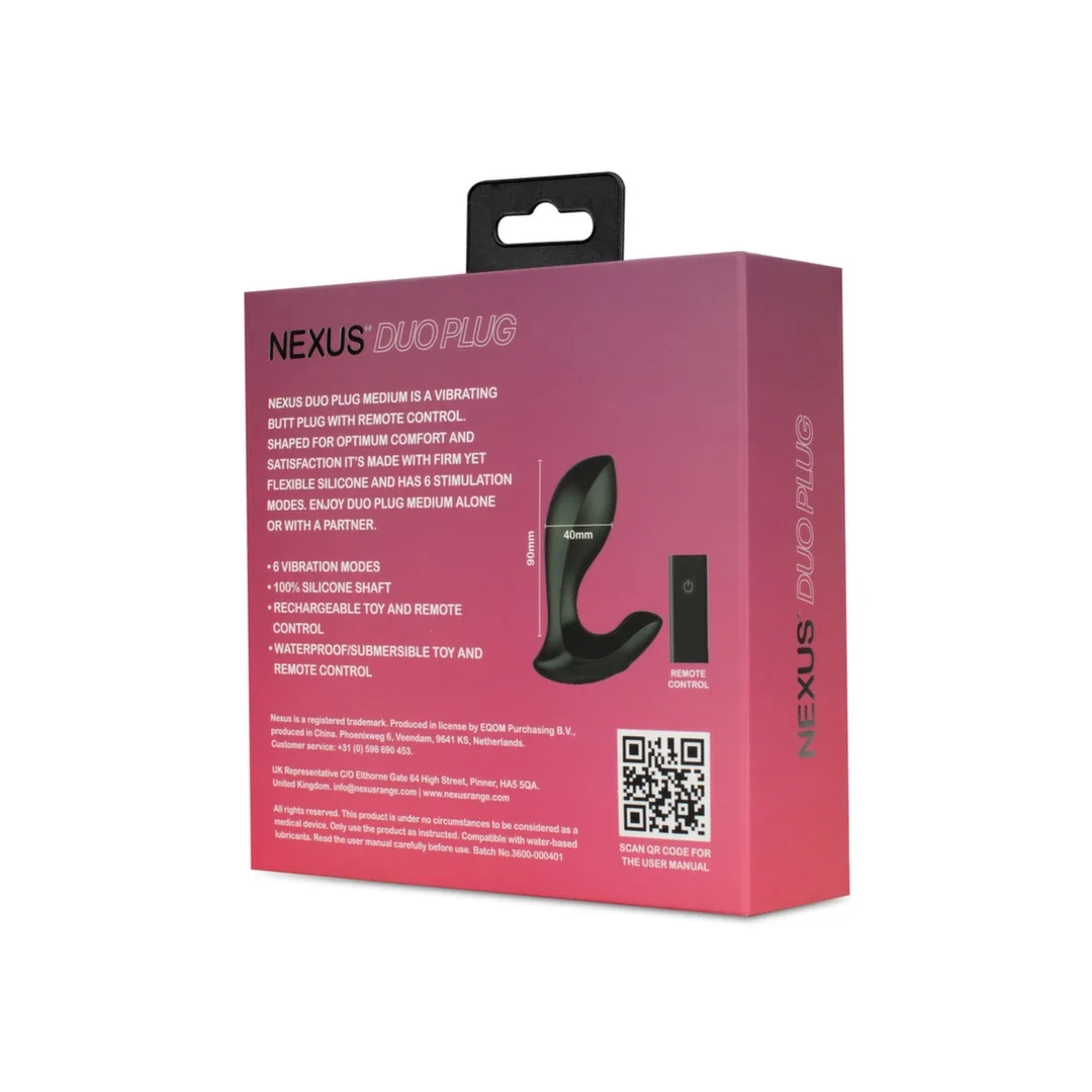 Nexus Duo Plug czarny - silikonowy model wibrujący z pilotem bezprzewodowym — zdjęcie 4
