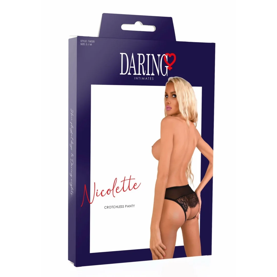 Nicolette koronkowe figi z otwartym tyłem i paseczkami S/M L/XL — zdjęcie 7