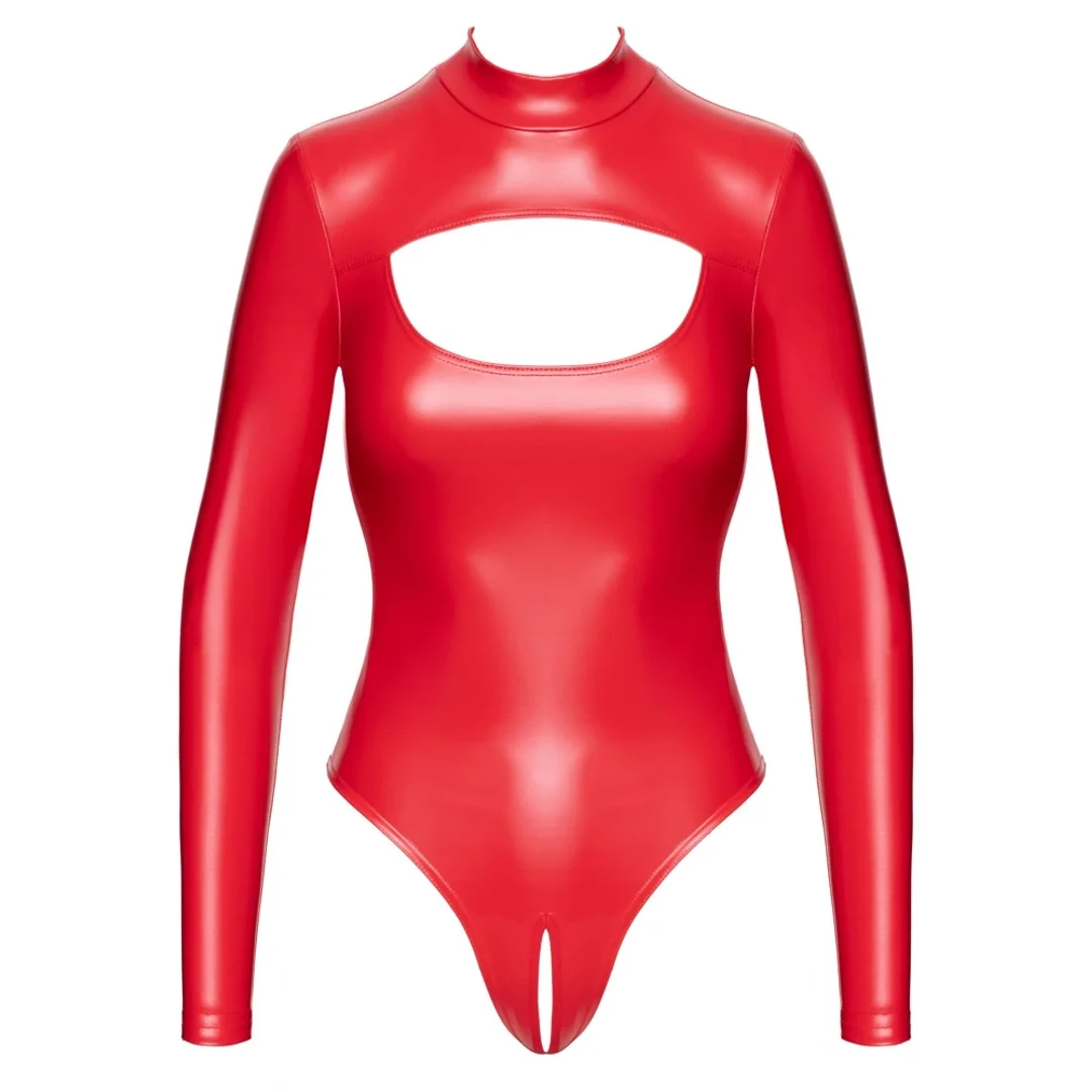 Noir Handmade Body Powerwetlook Czerwony L z wysokim kołnierzem — zdjęcie 4