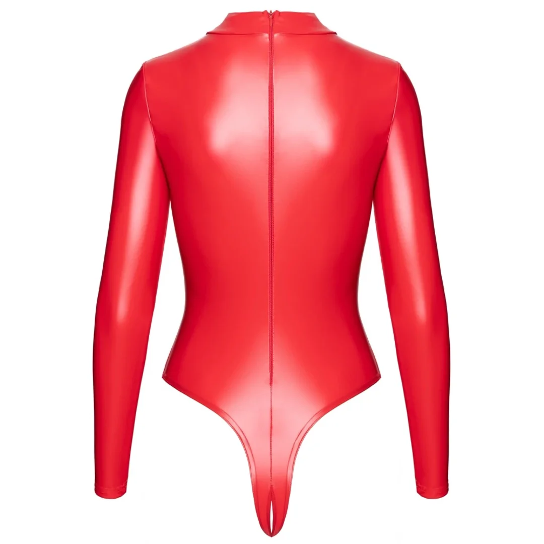 Noir Handmade Body Powerwetlook Czerwony M, wysoki kołnierz, wycięcie — zdjęcie 5