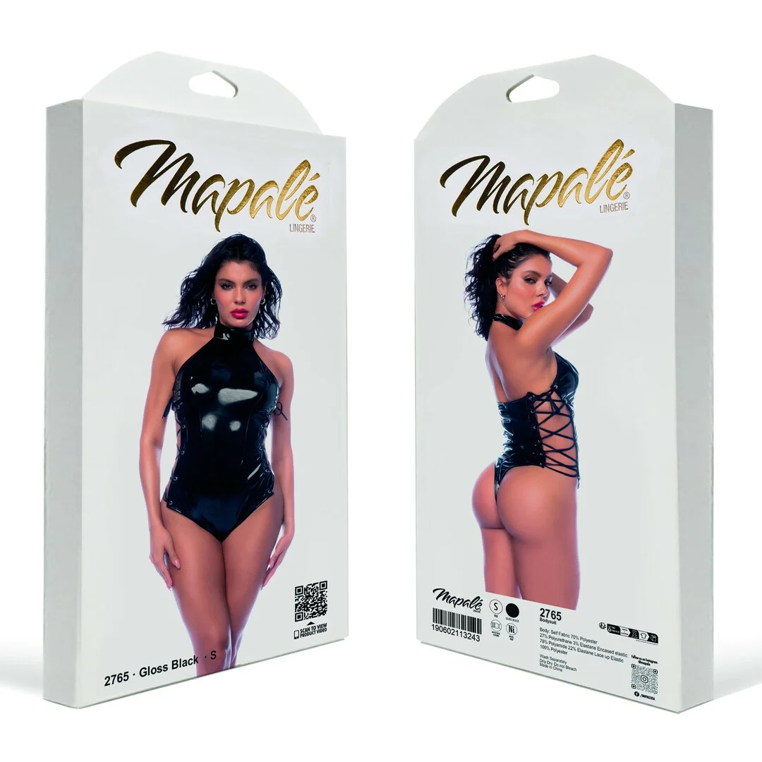 Noir Handmade Body XL Model Halter z Wiązaniem, Czarny Połysk — zdjęcie 4