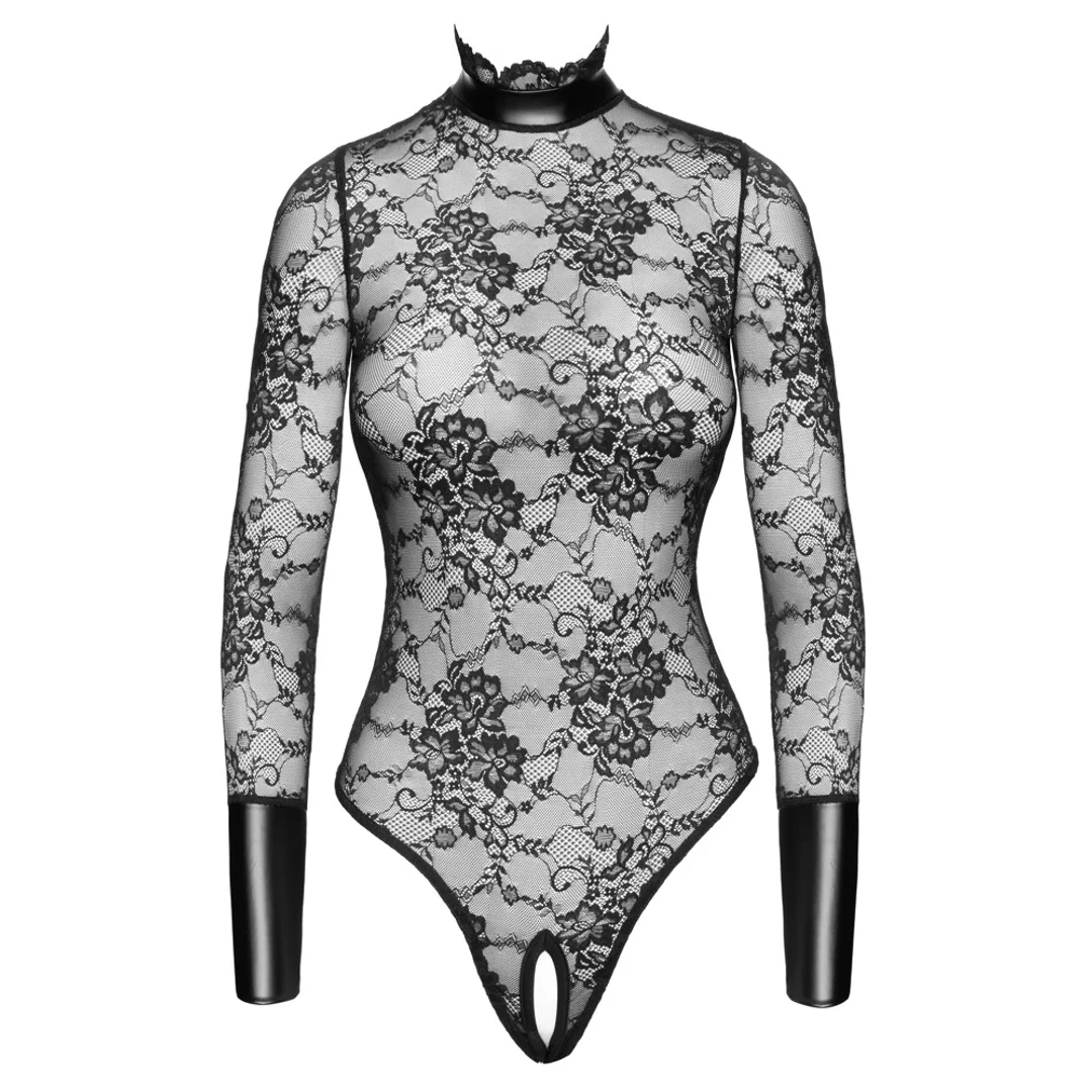 Noir Handmade Body z Kołnierzem L, Koronka i Powerwetlook, Czarny — zdjęcie 5