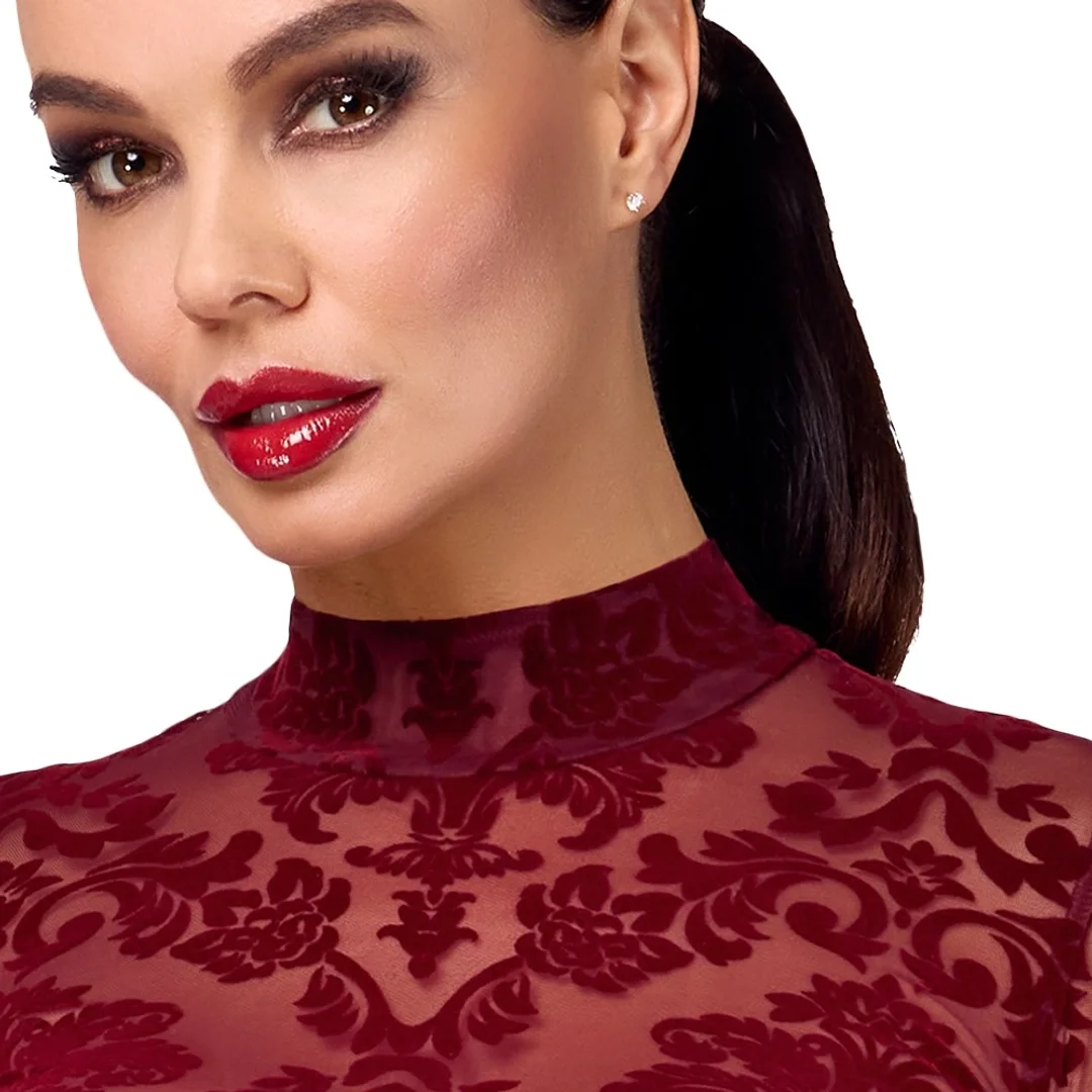 Noir Handmade Kink Royal długa sukienka burgundowa L welurowa — zdjęcie 4