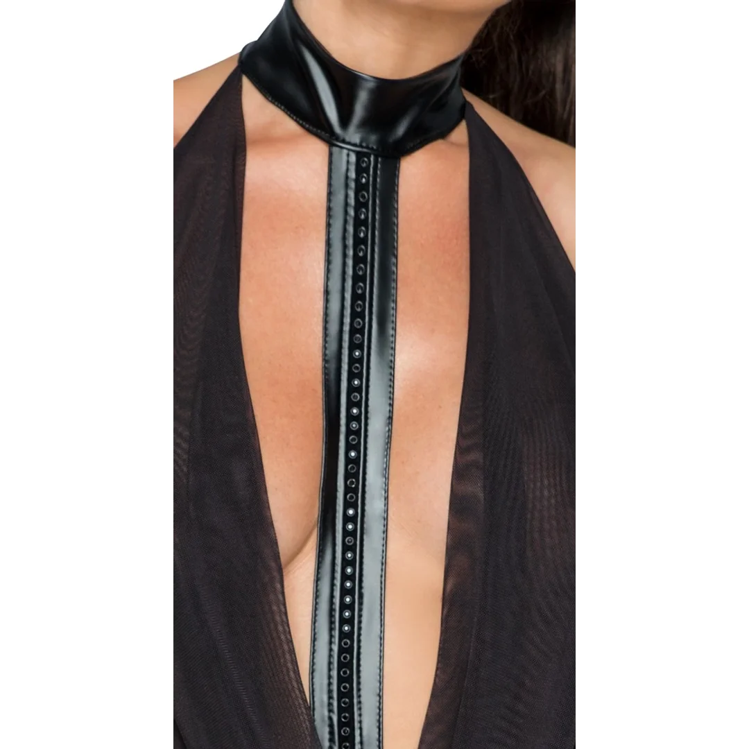 Noir Handmade S Mini sukienka czarna z matowym dołem i odkrytymi plecami — zdjęcie 5