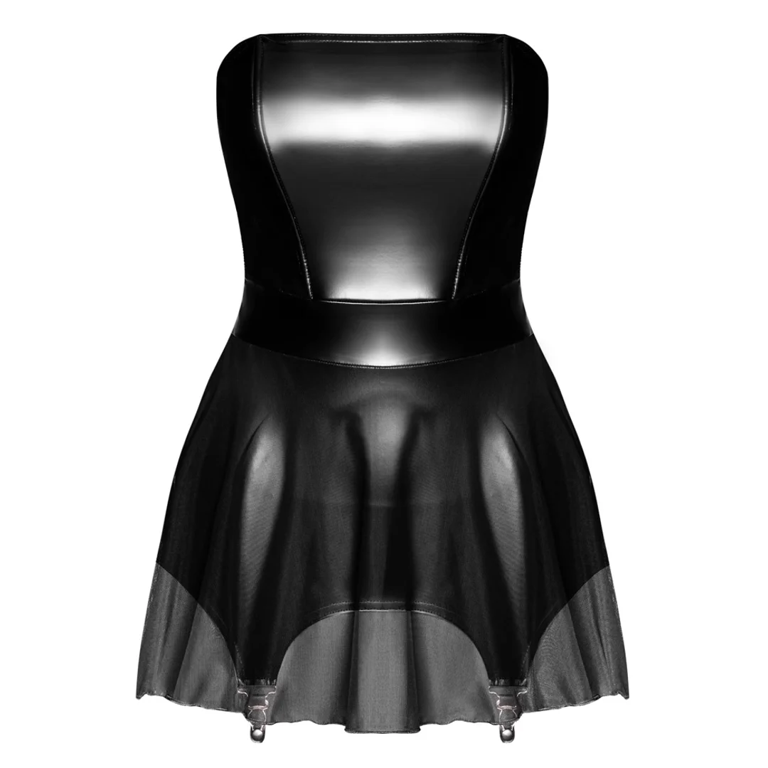 Noir Handmade XL - Czarna mini sukienka z szelkami i tiulową spodnicą — zdjęcie 4