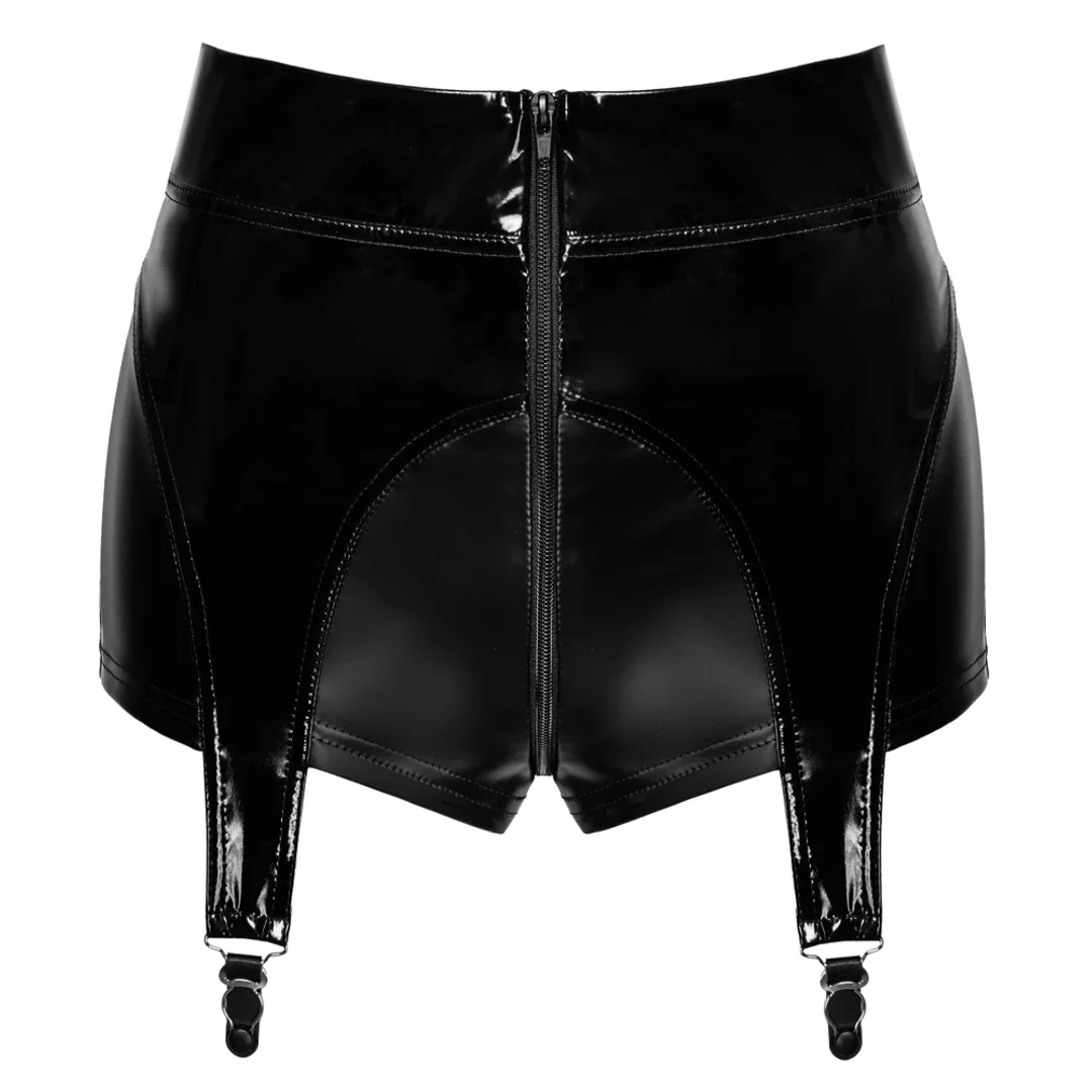 Noir Handmade XL - Matowe majtki z wysokim stanem, szelki do pończoch, czarne — zdjęcie 4