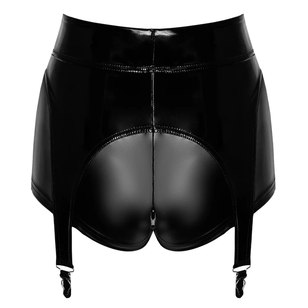 Noir Handmade XL - Matowe majtki z wysokim stanem, szelki do pończoch, czarne — zdjęcie 5